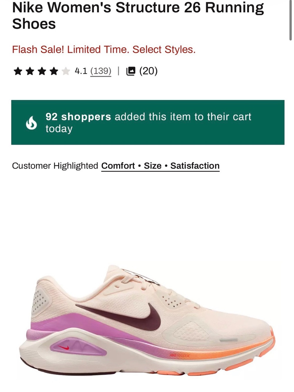 Nike Women's Running Shoes - Light Pink with Burgundy Swoosh